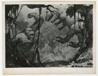 4x519 KING KONG 8x10.25 still R38 wonderful art of the huge ape fighting dinosaur over Fay Wray!