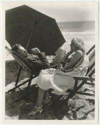 4x683 NOW I'LL TELL candid 8x10.25 still '34 Spencer Tracy & Alice Faye relaxing on Malibu Beach!