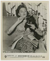 4x747 REBEL WITHOUT A CAUSE candid 8x10 still '55 Natalie Wood brushes her dog after reading script!
