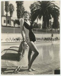 4x763 RITA HAYWORTH 7.5x9.5 still '30s wonderful standing portrait in great sexy swimsuit by pool!