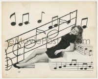 4x764 RITA HAYWORTH 8.25x10 still '40s sexy full-length portrait with musical notes background!