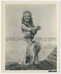 4x827 SONG OF THE ISLANDS 8x10 still '42 full-length sexy Betty Grable wearing grass skirt & lei!