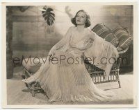 4x877 TALLULAH BANKHEAD 8x10.25 still '30s looking pensive in silk nightgown sitting on lounger!