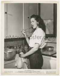 4x995 YOUNG WIDOW 8x10.25 still '46 great close up of sexy Jane Russell licking spoon in kitchen!