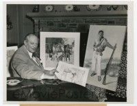 4x566 LIONEL BARRYMORE 7.25x9 news photo '54 after his passing, shown with his final paintings!
