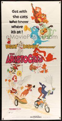 4y722 ARISTOCATS 3sh '71 Walt Disney feline jazz musical cartoon, great colorful image!