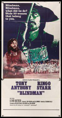 4y736 BLINDMAN 3sh '72 Tony Anthony stole 50 women, Ringo Starr, spaghetti western, rare!