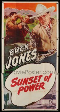 4y747 BUCK JONES 3sh '40s great cowboy image pointing gun, Sunset of Power!