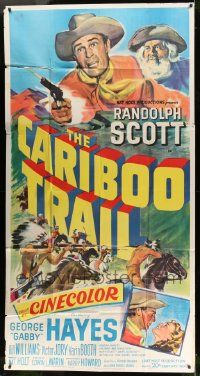 4y755 CARIBOO TRAIL 3sh '50 art of Randolph Scott & Gabby Hayes vs Native American Indians!