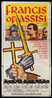 4y798 FRANCIS OF ASSISI 3sh '61 Michael Curtiz's story of a young adventurer in the Crusades!