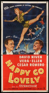 4y816 HAPPY GO LOVELY 3sh '51 art of dancing Vera-Ellen, David Niven & Cesar Romero, musical!