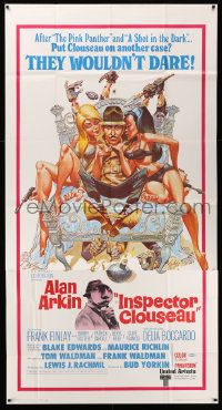4y835 INSPECTOR CLOUSEAU 3sh '68 great Jack Davis art of Alan Arkin tied up in bed w/ sexy girls!