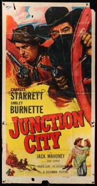 4y839 JUNCTION CITY 3sh '52 art of Charles Starrett as the Durango Kid & sidekick Smiley Burnette!