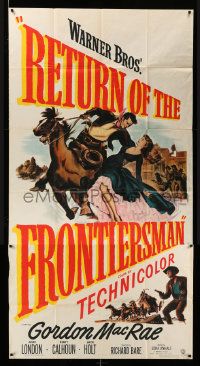 4y902 RETURN OF THE FRONTIERSMAN 3sh '50 art of Gordon MacRae on horseback grabbing Julie London!