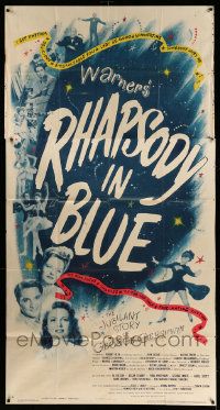 4y904 RHAPSODY IN BLUE 3sh '45 Robert Alda as George Gershwin, Al Jolson pictured!
