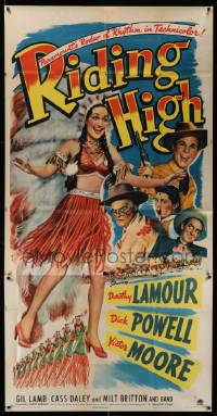 4y906 RIDING HIGH 3sh '43 sexy Dorothy Lamour in Native American Indian headdress, Dick Powell!