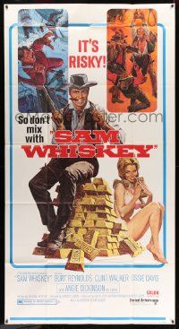 4y922 SAM WHISKEY 3sh '69 Allison art of Burt Reynolds & sexy Angie Dickinson by huge pile of gold!