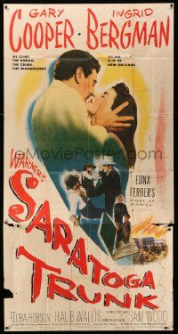 4y923 SARATOGA TRUNK 3sh '45 c/u of Gary Cooper about to kiss Ingrid Bergman, by Edna Ferber!