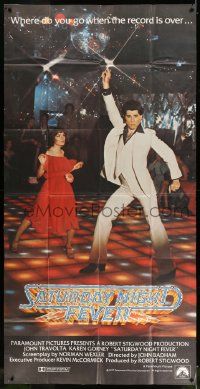 4y924 SATURDAY NIGHT FEVER int'l 3sh '77 best image of disco John Travolta & Karen Lynn Gorney!