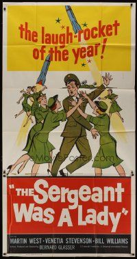 4y930 SERGEANT WAS A LADY 3sh '61 Martin West, wacky artwork of military women chasing after man!