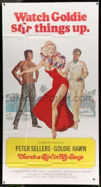 4y960 THERE'S A GIRL IN MY SOUP int'l 3sh '71 different art Peter Sellers & sexy Goldie Hawn!