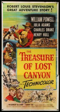 4y967 TREASURE OF LOST CANYON 3sh '52 William Powell in Robert Louis Stevenson western adventure!