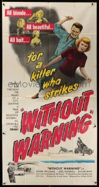 4y996 WITHOUT WARNING 3sh '52 artwork of the Love-Killer about to stab his victim!