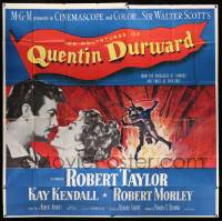 4y006 ADVENTURES OF QUENTIN DURWARD 6sh '55 English hero Robert Taylor & pretty Kay Kendall!