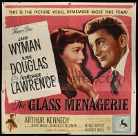 4y036 GLASS MENAGERIE 6sh '50 Jane Wyman thinks she loves Kirk Douglas, Tennessee Williams!