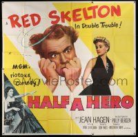 4y039 HALF A HERO 6sh '53 great image of Red Skelton, double trouble w/ Jean Hagen & Polly Bergen!
