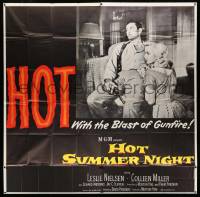 4y043 HOT SUMMER NIGHT 6sh '56 Leslie Nielsen, Colleen Miller, HOT with the blast of gunfire!