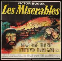 4y047 LES MISERABLES 6sh '52 Michael Rennie as Jean Valjean, Debra Paget, Victor Hugo!