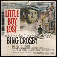 4y051 LITTLE BOY LOST 6sh '53 Ercole Brini art of Bing Crosby looming over WWII orphan on street!