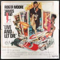 4y052 LIVE & LET DIE East Hemi 6sh '73 McGinnis art of Roger Moore as James Bond & sexy tarot cards!