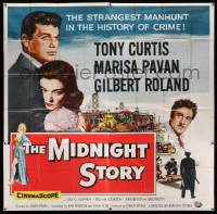 4y060 MIDNIGHT STORY 6sh '57 Tony Curtis in the strangest San Francisco manhunt in crime's history!