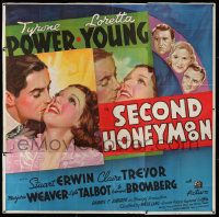 4y076 SECOND HONEYMOON 6sh '37 best romantic artwork of Tyrone Power & Loretta Young, super rare!