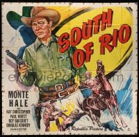 4y082 SOUTH OF RIO 6sh '49 full-length art of sheriff Monte Hale with smoking gun & riding horse!