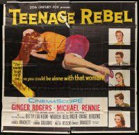 4y085 TEENAGE REBEL 6sh '56 Michael Rennie sends daughter to mom Ginger Rogers so he can have fun!