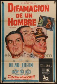 4y274 3 BRAVE MEN Argentinean '57 great art of Ray Milland, Ernest Borgnine & Frank Lovejoy!
