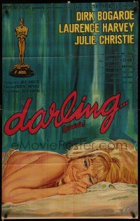 4y297 DARLING Argentinean '65 close up art of sexy Julie Christie laying in bed, John Schlesinger