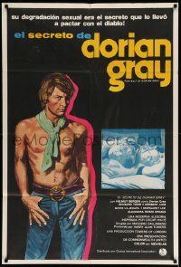 4y305 DORIAN GRAY Argentinean '73 art of barechested Helmut Berger, based on Oscar Wilde story!