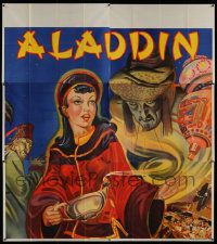 4y008 ALADDIN stage play English 6sh '30s stone litho of female lead with genie, lamp & treasure!