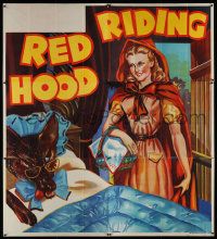 4y071 RED RIDING HOOD stage play English 6sh '30s stone litho of Red by wolf disguised in bed!