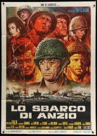 4y394 ANZIO Italian 1p '68 different Casaro art of Robert Mitchum, Peter Falk & others in WWII!