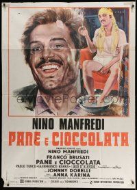 4y415 BREAD & CHOCOLATE Italian 1p '73 Pane e Cioccolata, wacky Mos art of Nino Manfredi!