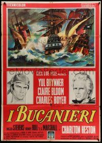 4y420 BUCCANEER Italian 1p R60s different art of Yul Brynner & Charlton Heston with ships!