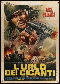 4y422 BULLET FOR ROMMEL Italian 1p '69 cool close up art of Jack Palance with machine gun!
