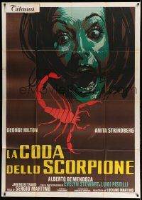 4y428 CASE OF THE SCORPION'S TAIL Italian 1p '71 wild artwork of terrified girl & scorpion!