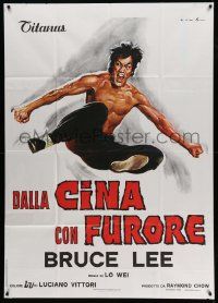 4y431 CHINESE CONNECTION Italian 1p R1970s Lo Wei's Jing Wu Men, kung fu Bruce Lee, art by Ciriello!