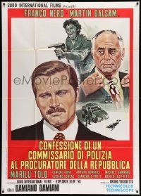 4y437 CONFESSIONS OF A POLICE CAPTAIN Italian 1p '71 art of Franco Nero & Martin Balsam by Mos!